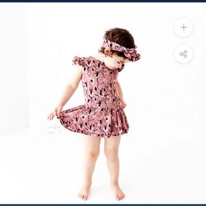 Dream Jamms Dreamiere Bamboo Baby Girl Flutter Romper and‎ Headband 3-6 months
